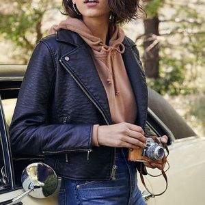 Black Faux Leather Abercrombie Moto Jacket